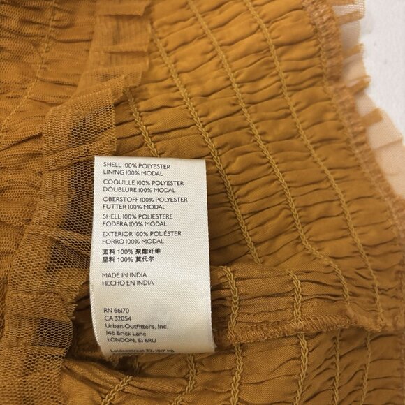 Anthropologie Embroidered Gold Smocked Tulle Blouse Size Medium Boho Peasant - Picture 13 of 15